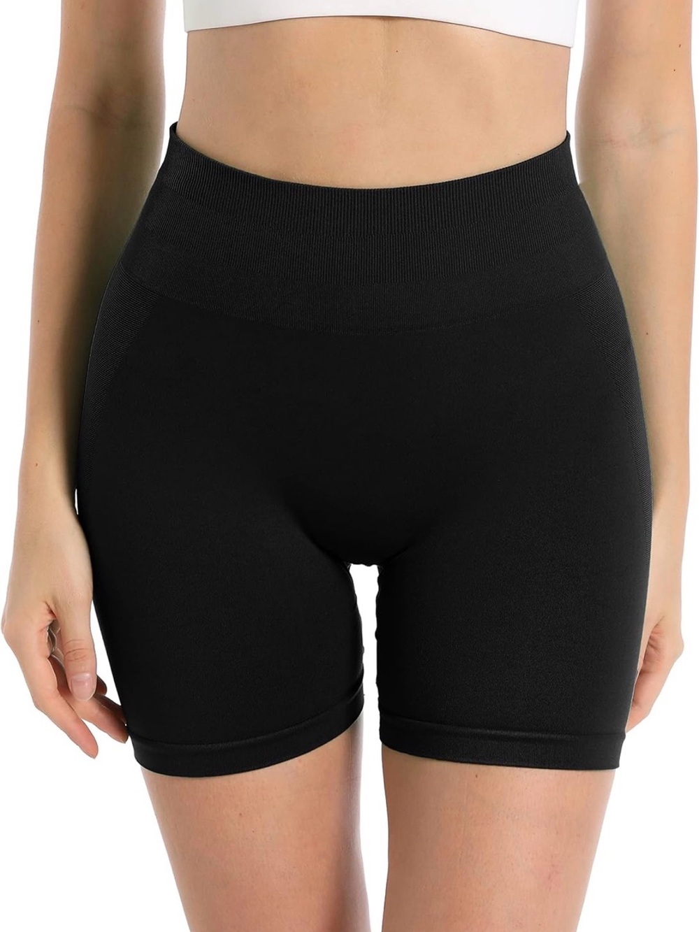 High-Waist Black Women’s Seamless Bike Shorts
